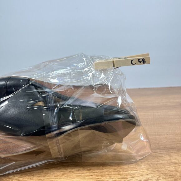 Franco Sarto Desi Leather Buckle Black Wedge Casual Sandals Women's Size US 8 - Picture 9 of 9